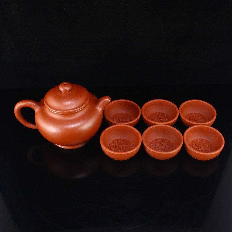 A Set Yixing Zisha Clay Teapot & Cups w Artist Signed