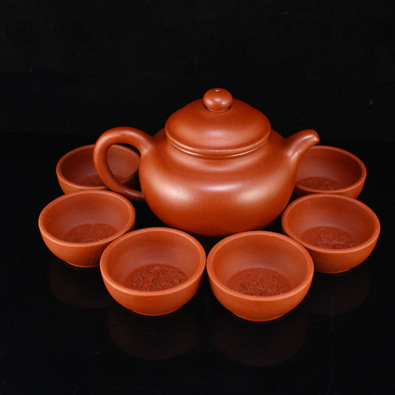 A Set Yixing Zisha Clay Teapot & Cups w Artist Signed