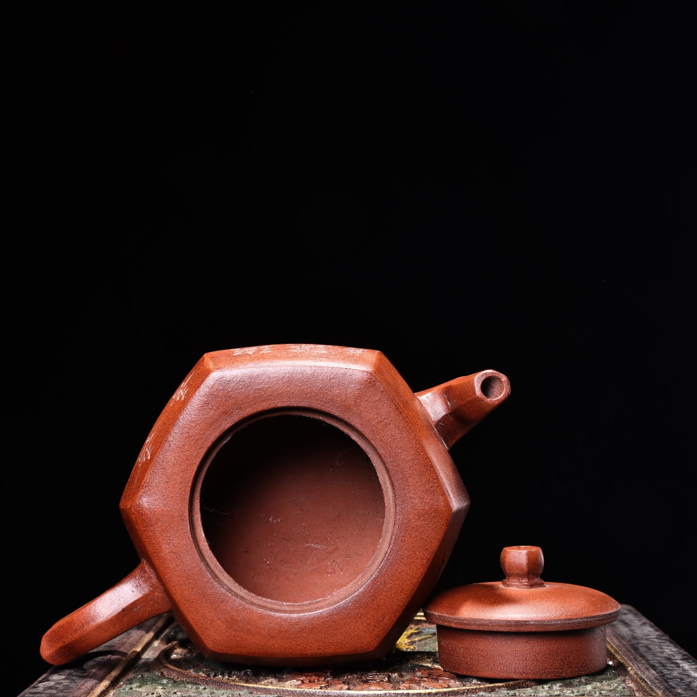 Chinese Yixing Zisha Clay Teapot w Lacquerware Box