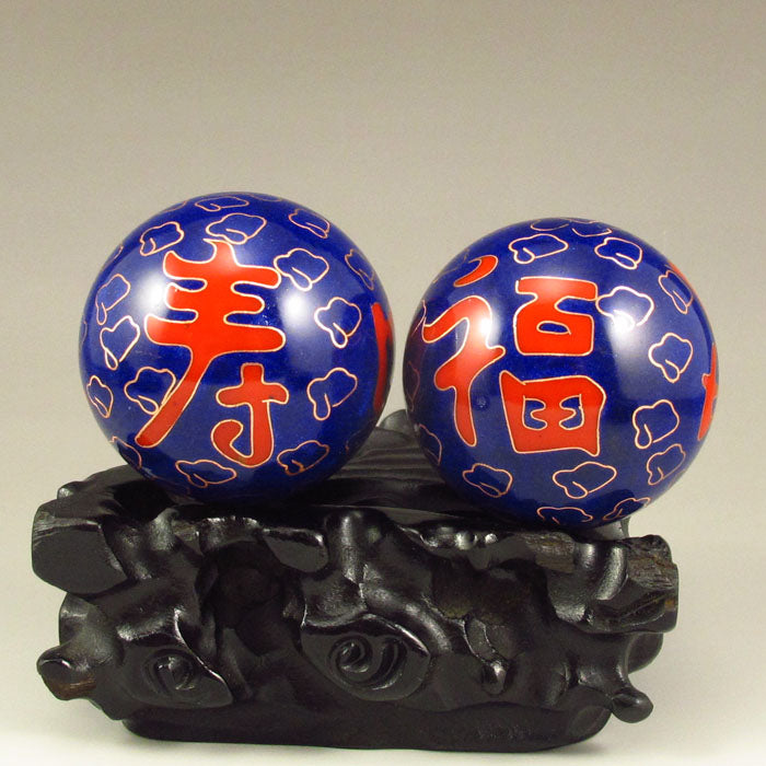 A Pair Bronze Cloisonne Inlay Silver Wire Gymnastic Ball