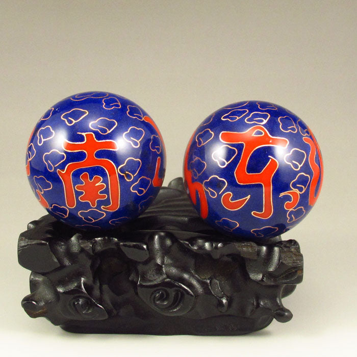 A Pair Bronze Cloisonne Inlay Silver Wire Gymnastic Ball