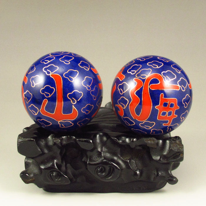 A Pair Bronze Cloisonne Inlay Silver Wire Gymnastic Ball