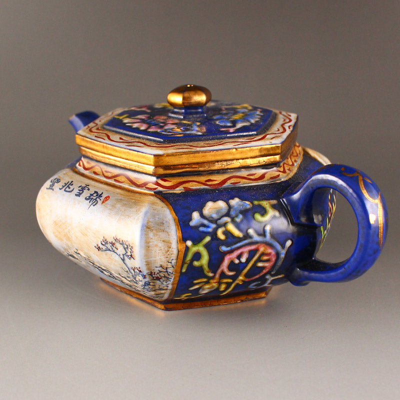 Chinese Gilt Gold Enamel Zisha Clay Teapot