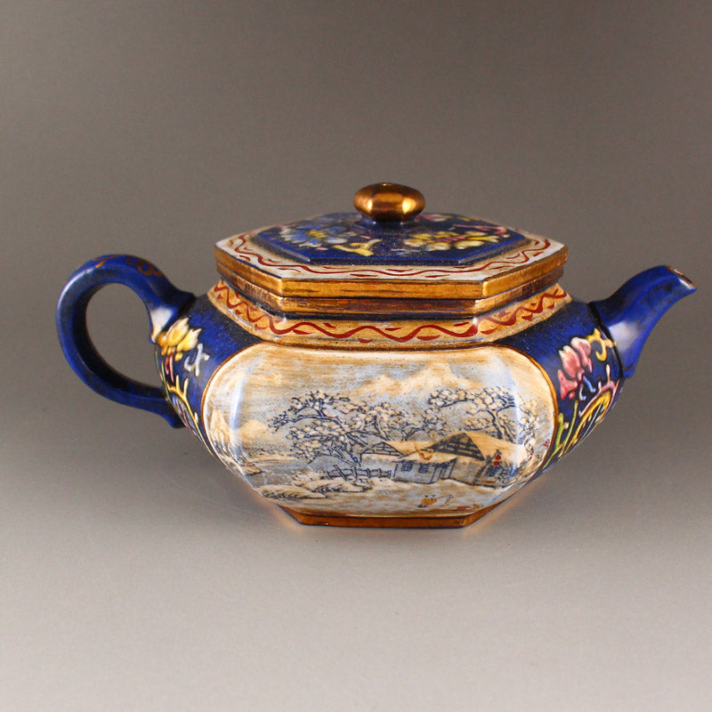 Chinese Gilt Gold Enamel Zisha Clay Teapot