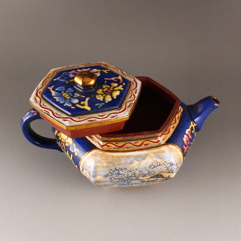 Chinese Gilt Gold Enamel Zisha Clay Teapot