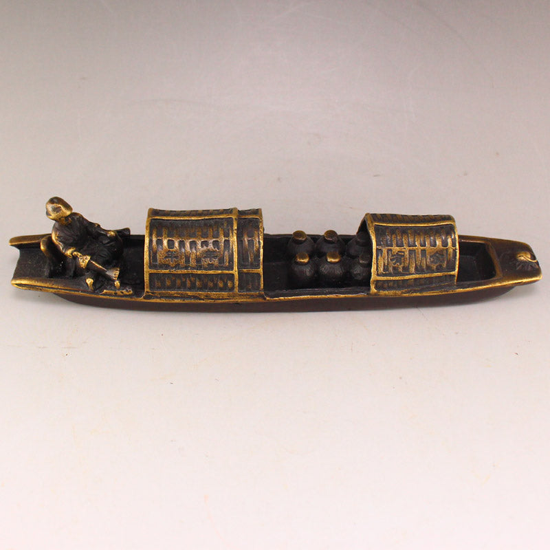 Vintgae Chinese Brass Figures & Boat Statue