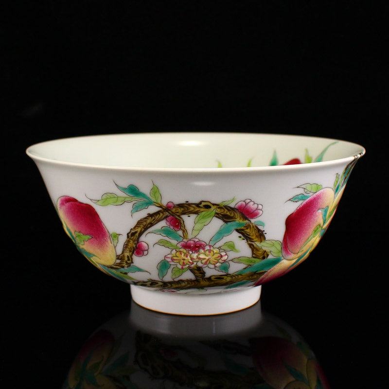 Chinese Famille Rose Peach Design Porcelain Bowl