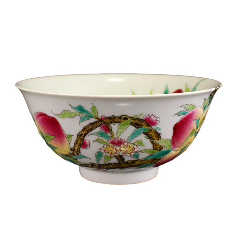 Chinese Famille Rose Peach Design Porcelain Bowl