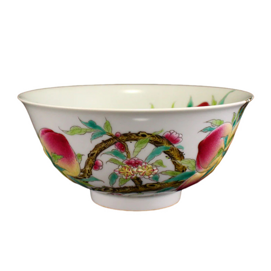 Chinese Famille Rose Peach Design Porcelain Bowl
