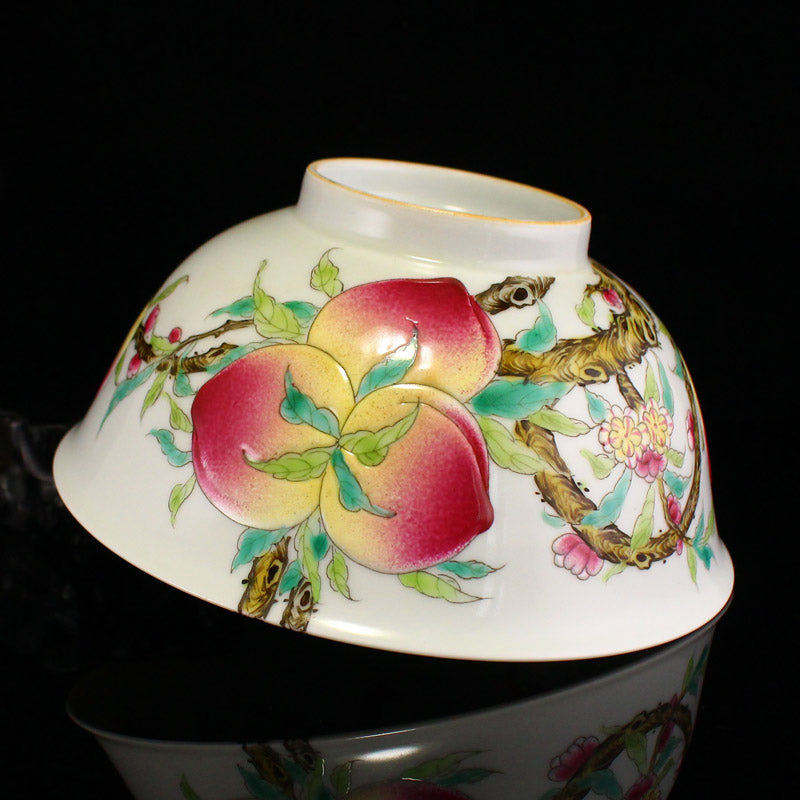 Chinese Famille Rose Peach Design Porcelain Bowl