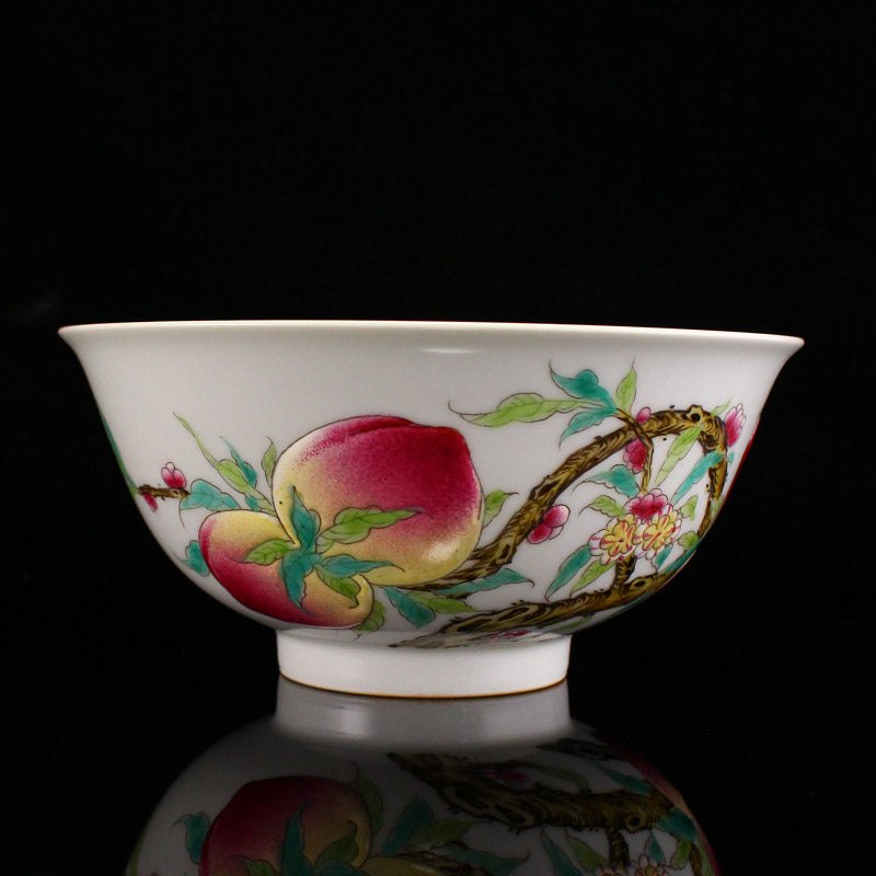 Chinese Famille Rose Peach Design Porcelain Bowl