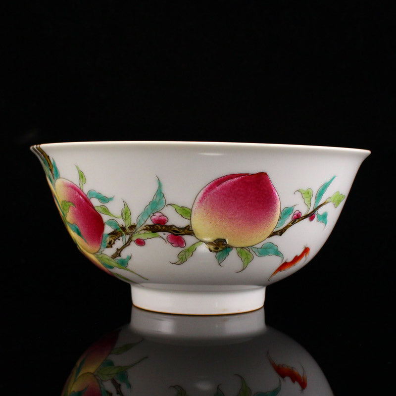 Chinese Famille Rose Peach Design Porcelain Bowl