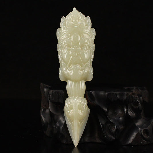 Natural Hetian Jade Carved Pestle Xiangmo Pendant w Certificate