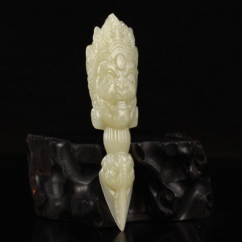 Natural Hetian Jade Carved Pestle Xiangmo Pendant w Certificate