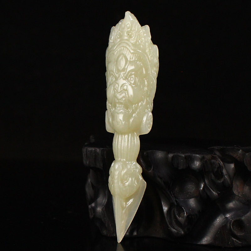 Natural Hetian Jade Carved Pestle Xiangmo Pendant w Certificate