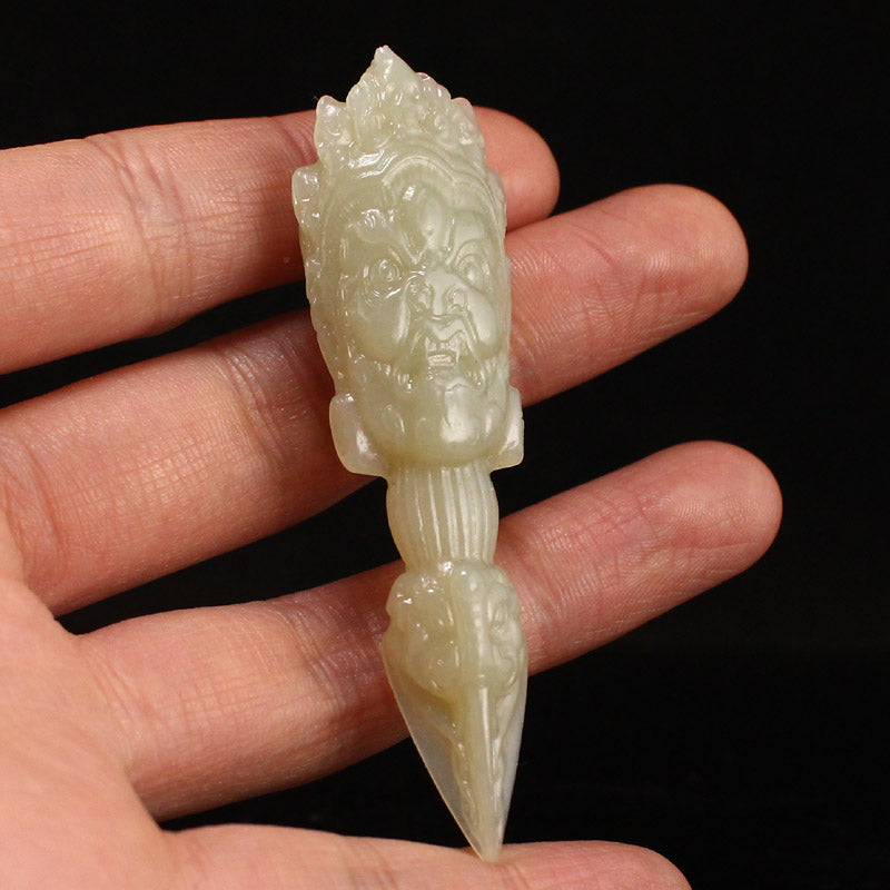 Natural Hetian Jade Carved Pestle Xiangmo Pendant w Certificate