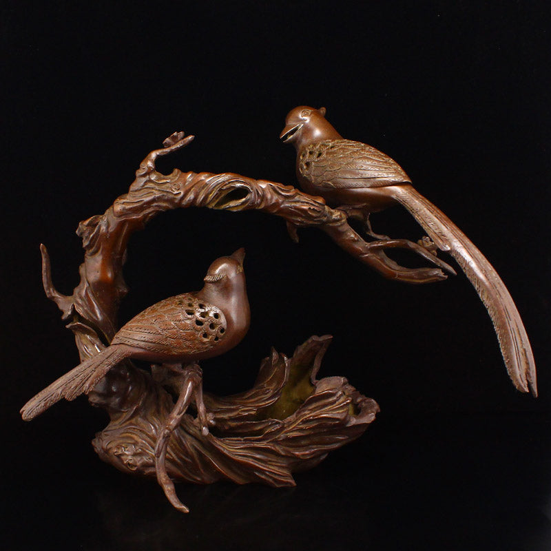 Superb Chinese Bronze Magpies Incense Burner