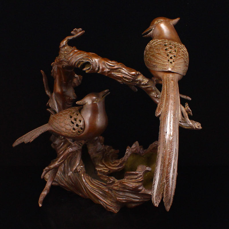 Superb Chinese Bronze Magpies Incense Burner