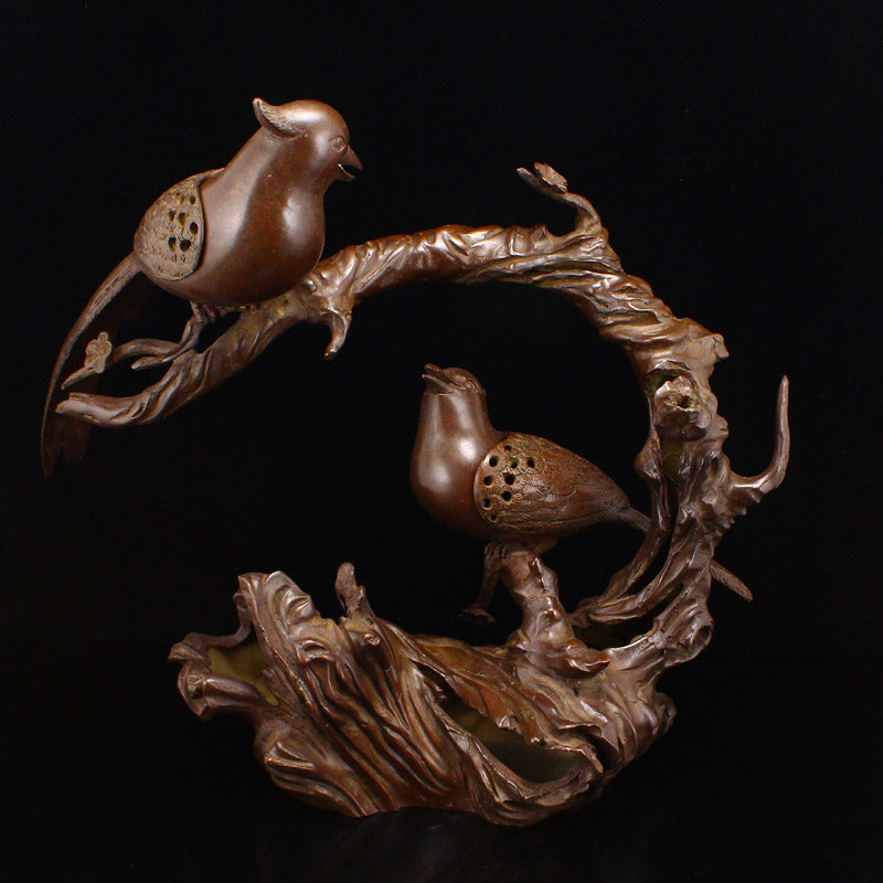 Superb Chinese Bronze Magpies Incense Burner