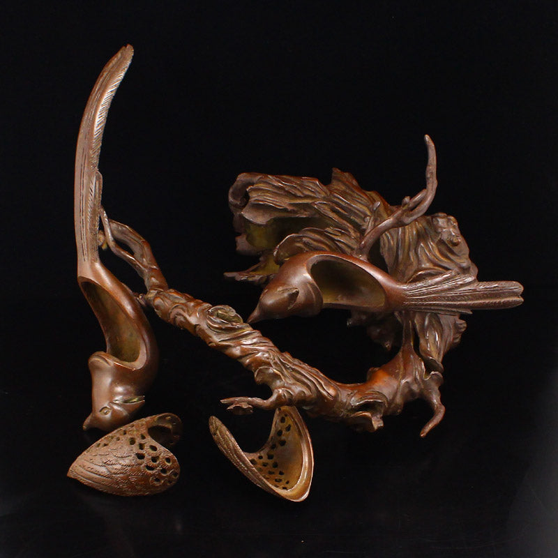 Superb Chinese Bronze Magpies Incense Burner