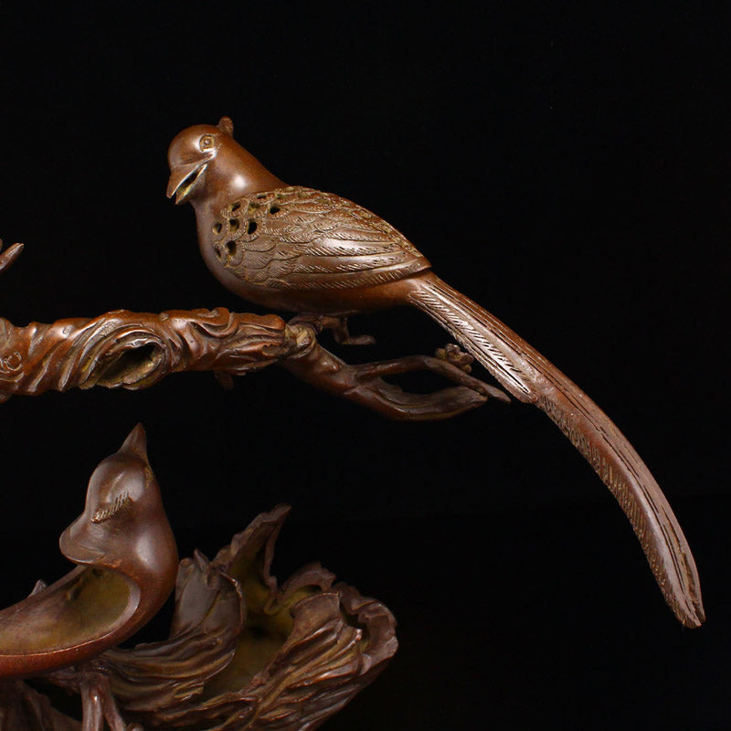 Superb Chinese Bronze Magpies Incense Burner