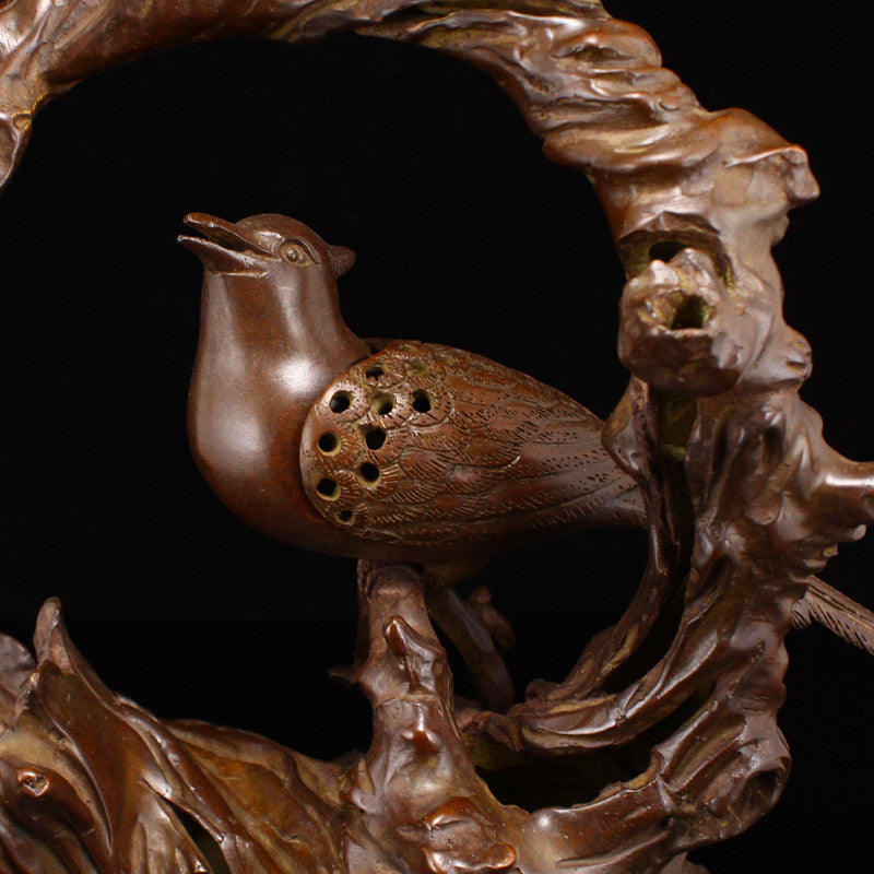 Superb Chinese Bronze Magpies Incense Burner