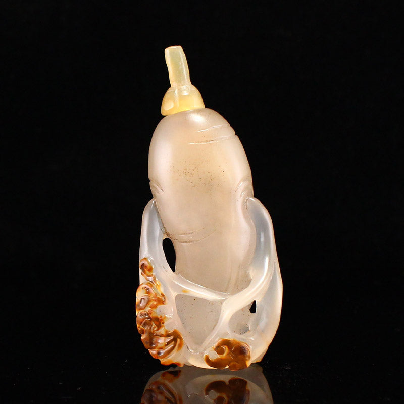 Chinese Agate Carved Bat & Ruyi Snuff Bottle