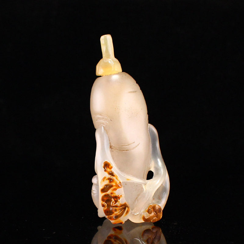 Chinese Agate Carved Bat & Ruyi Snuff Bottle