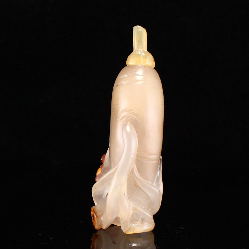 Chinese Agate Carved Bat & Ruyi Snuff Bottle