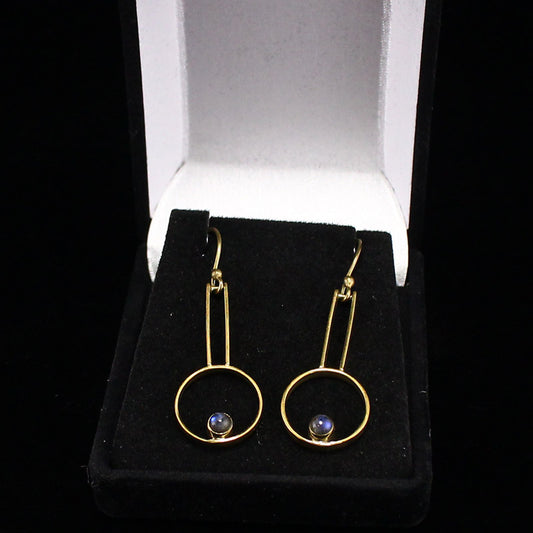 A Pair Gilt Gold Silver Inlay Gem Earrings