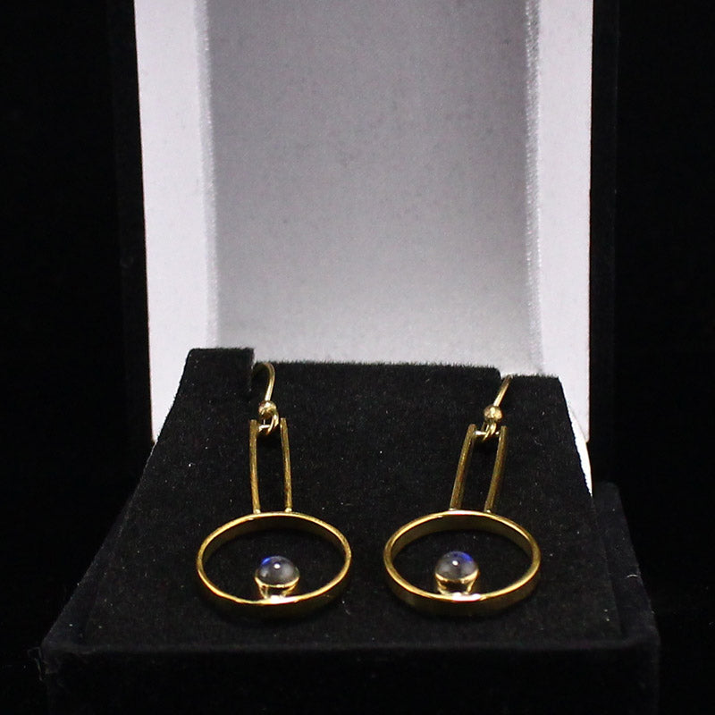 A Pair Gilt Gold Silver Inlay Gem Earrings