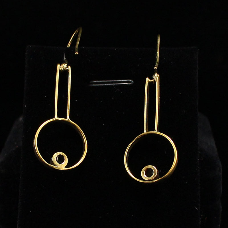 A Pair Gilt Gold Silver Inlay Gem Earrings