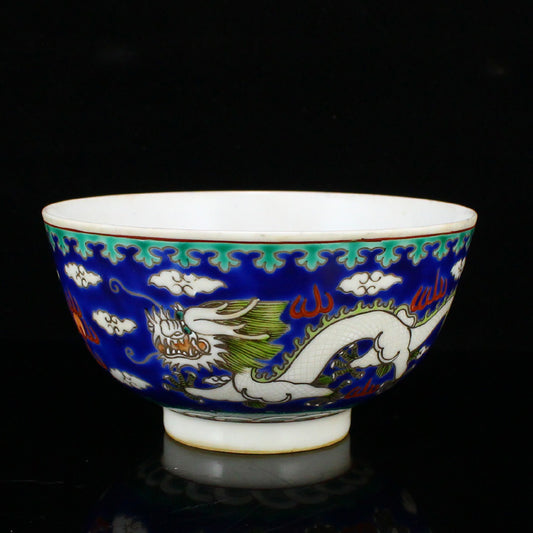 Chinese Famillse Fortune Dragon Design Porcelain Bowl