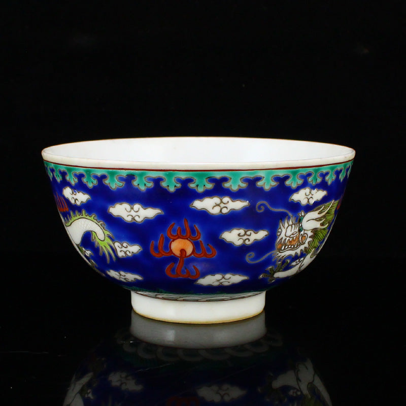Chinese Famillse Fortune Dragon Design Porcelain Bowl