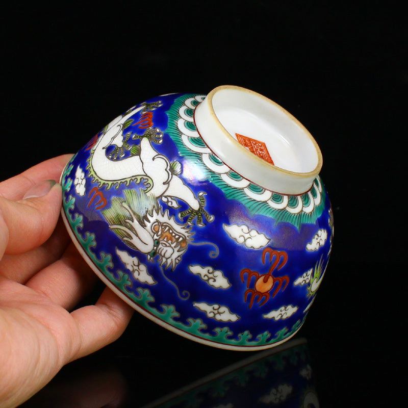Chinese Famillse Fortune Dragon Design Porcelain Bowl