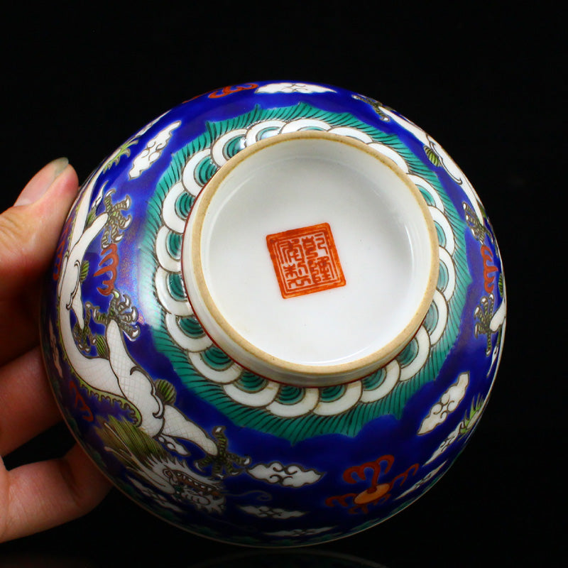 Chinese Famillse Fortune Dragon Design Porcelain Bowl