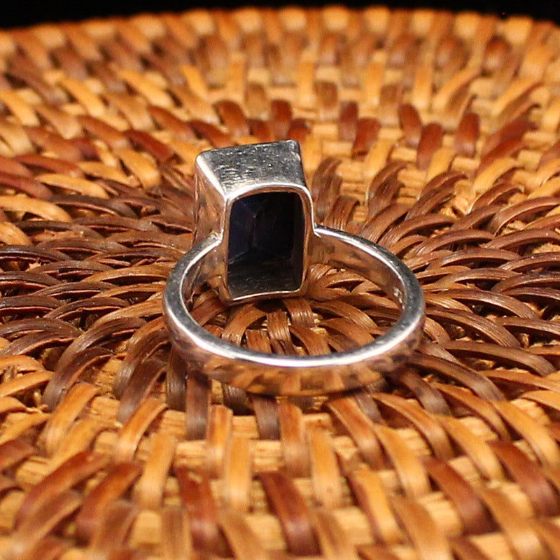 Beautiful Silver Inlay Blue Gem Ring