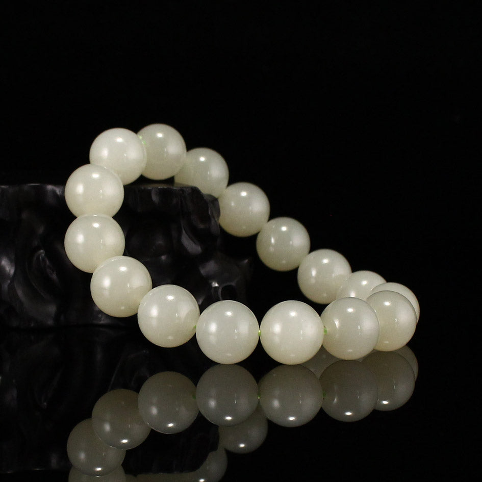 12mm Bead Natural Hetian Jade Beads Bracelet