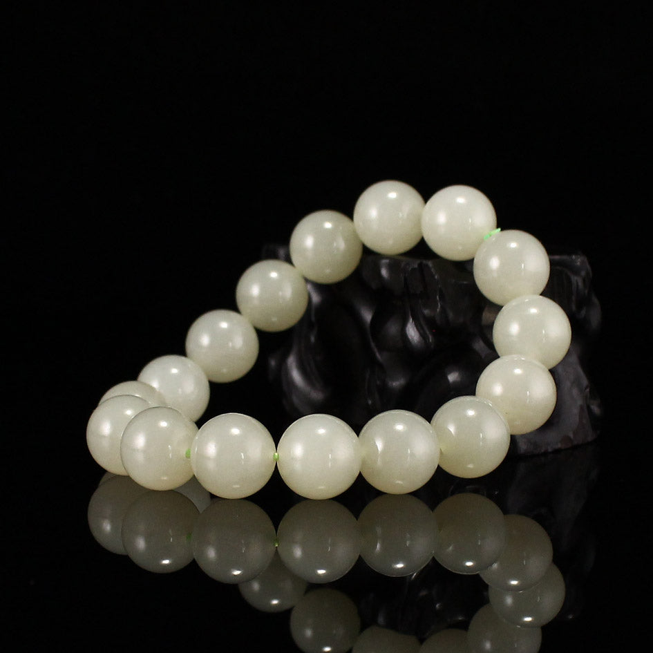 12mm Bead Natural Hetian Jade Beads Bracelet