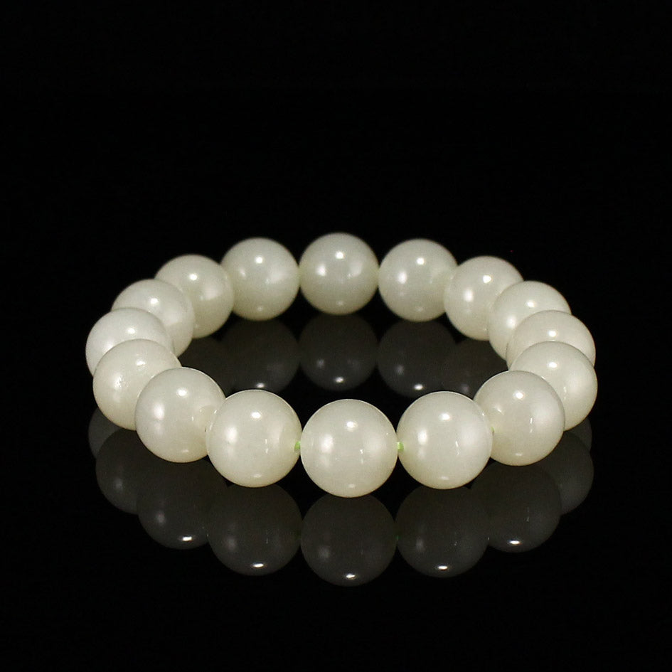 12mm Bead Natural Hetian Jade Beads Bracelet