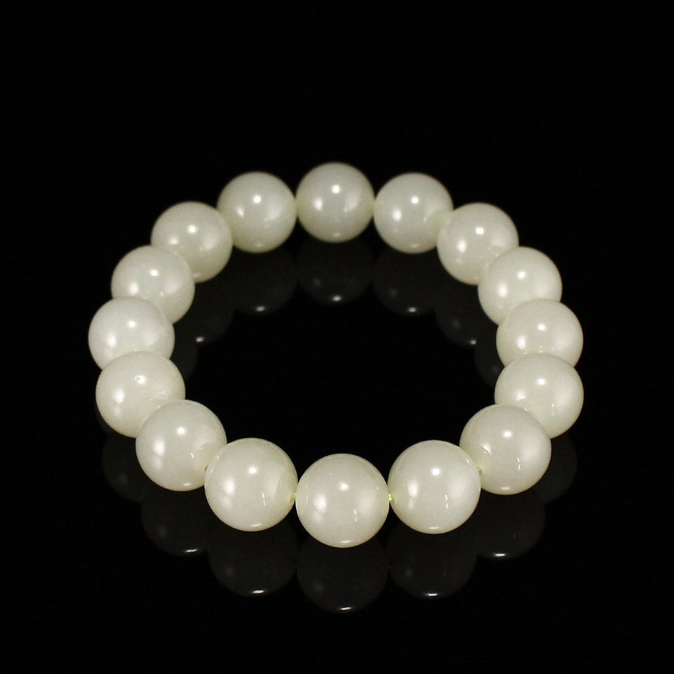 12mm Bead Natural Hetian Jade Beads Bracelet