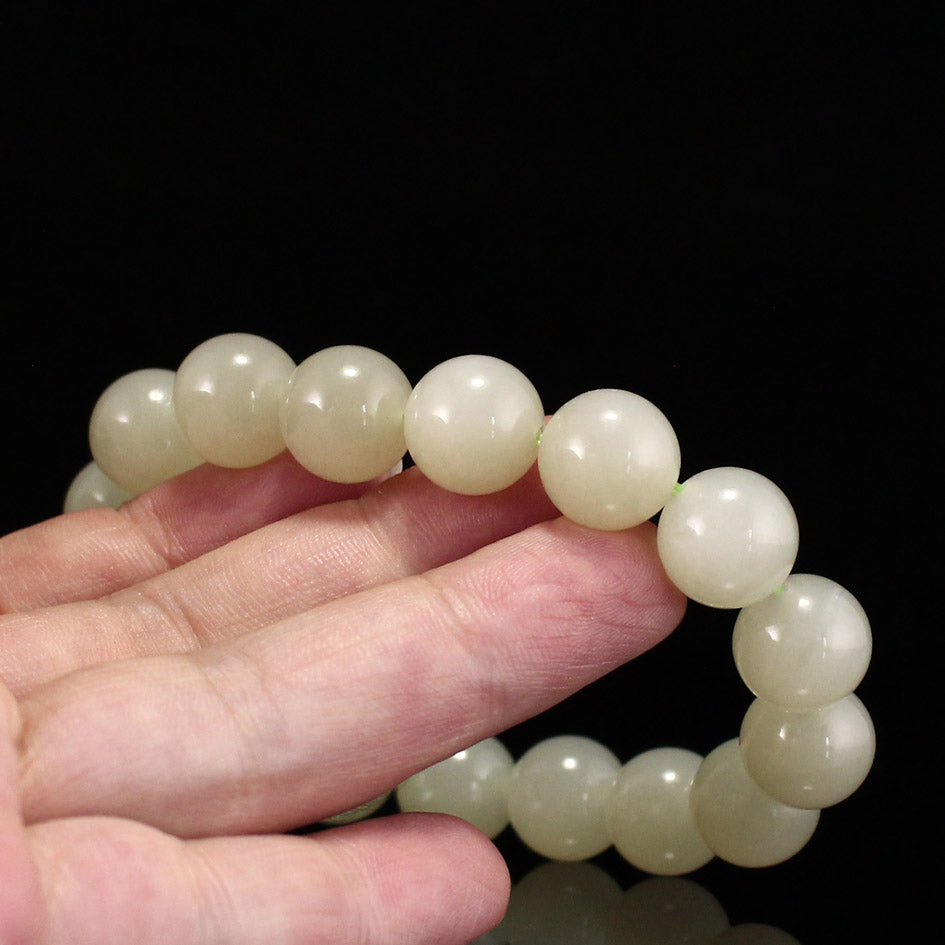 12mm Bead Natural Hetian Jade Beads Bracelet