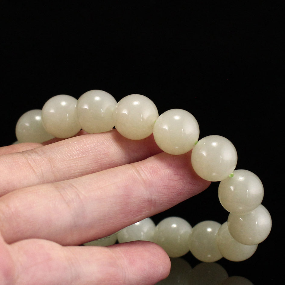 12mm Bead Natural Hetian Jade Beads Bracelet