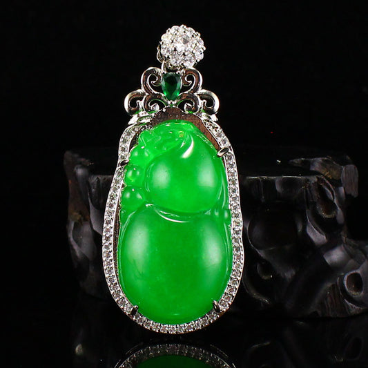 Beautiful Green Jade Gourd Shape Pendant