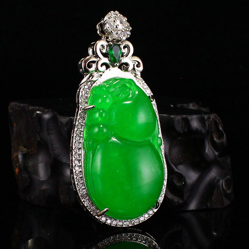 Beautiful Green Jade Gourd Shape Pendant