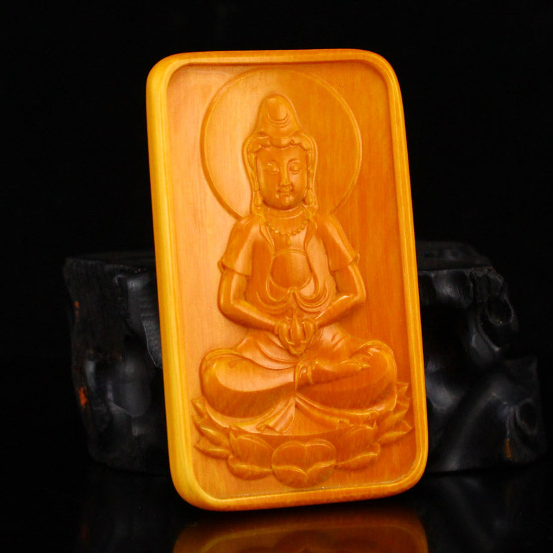 Old Bone Carved Kwan-yin Pendant