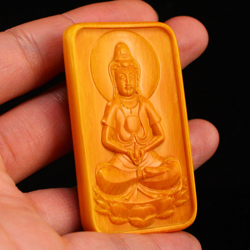 Old Bone Carved Kwan-yin Pendant