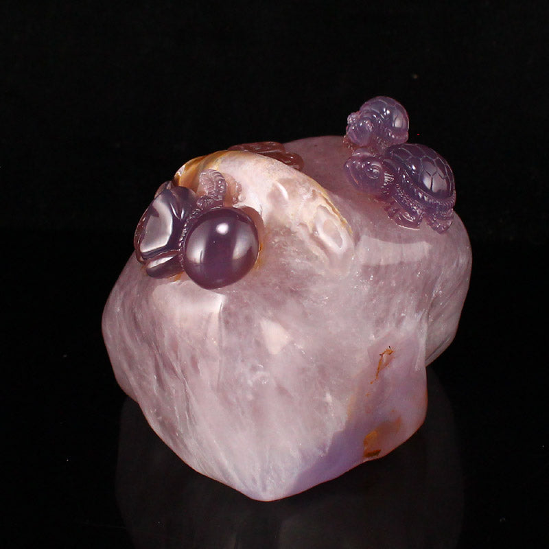 Beautiful Agate Fortune Turtle Statue w Certificate