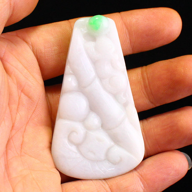 White & Green Jadeite Unicorn & Ruyi Pendant