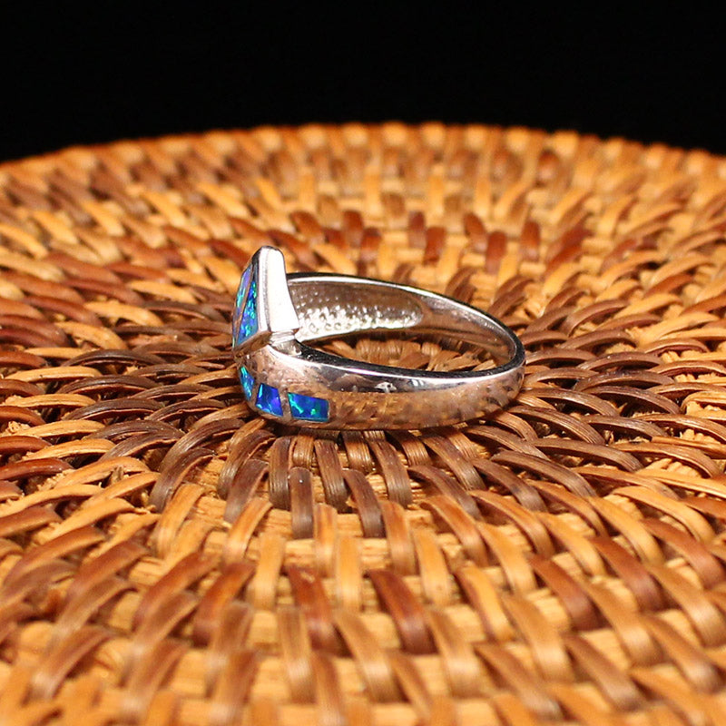 Beautiful Silver Inlay Gem Ring